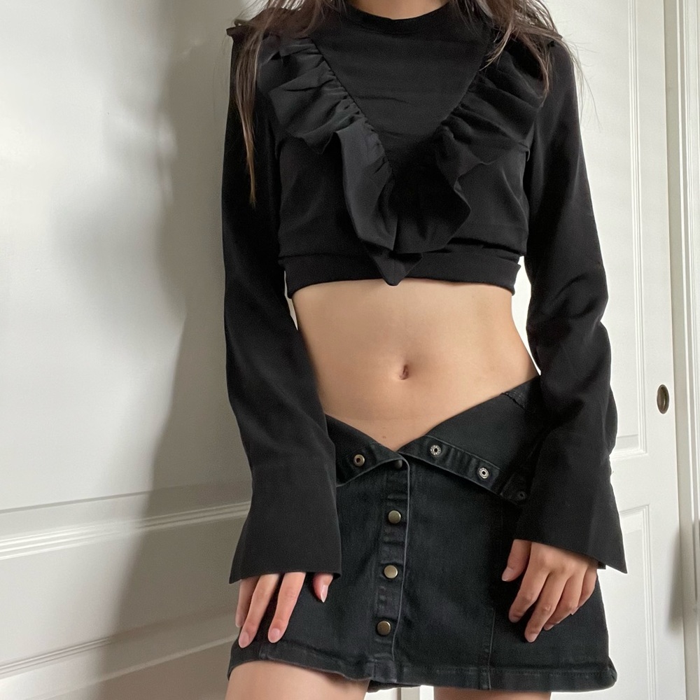H&M black Long Sleeve Blouse